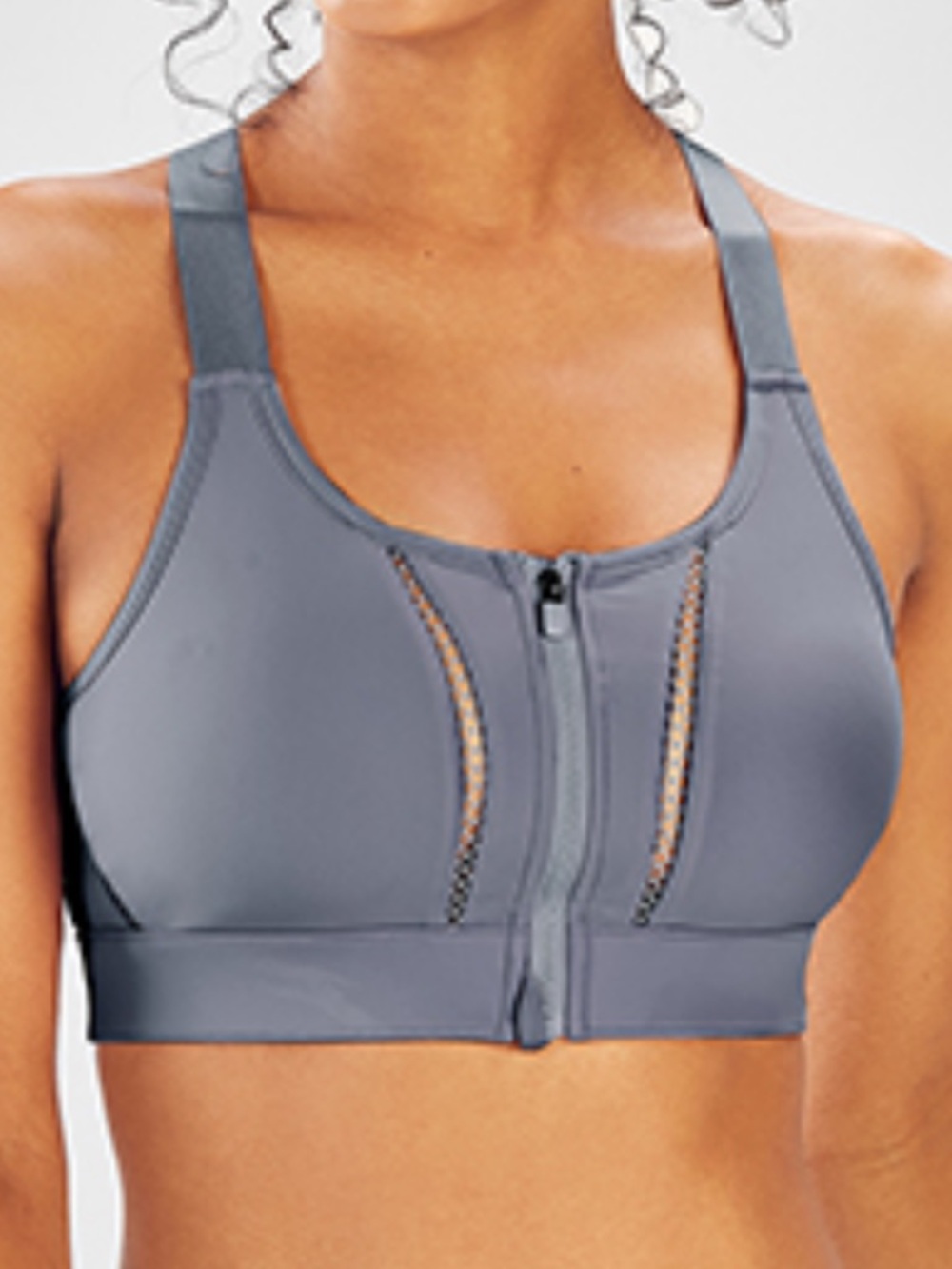 Fabletics Front-Zip Sports Bra in Gray